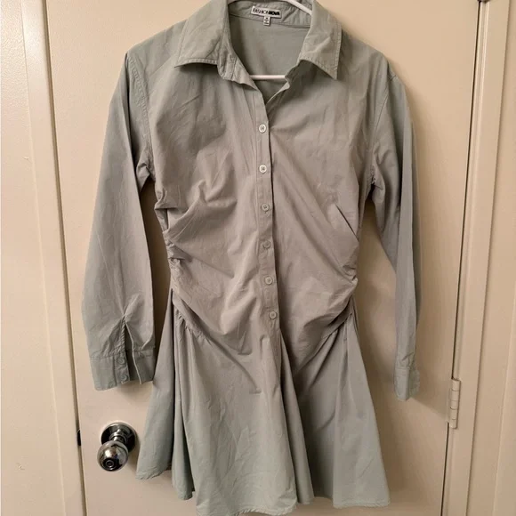 Fashion Nova | Dresses | Fashion Nova Cotton Sage Green Shirt Dress Size M  | Poshmark